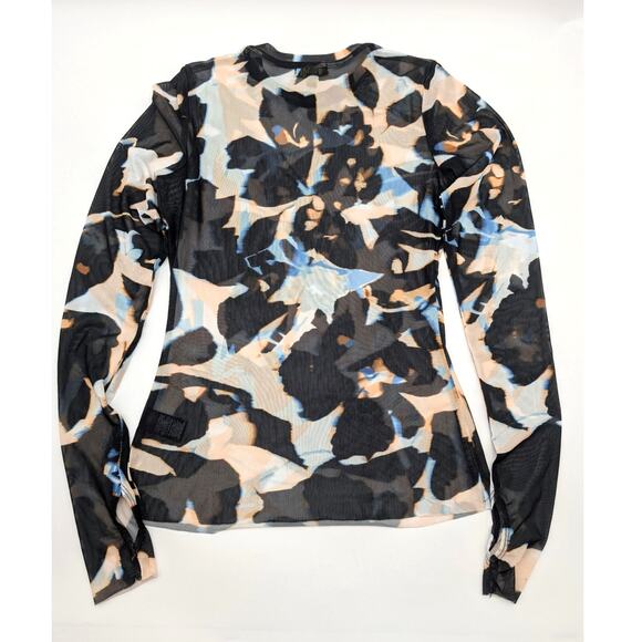 AFRM Women's Long Sleeve Power Mesh Top Shadow Floral Thumb Hole Size M - Picture 7 of 11